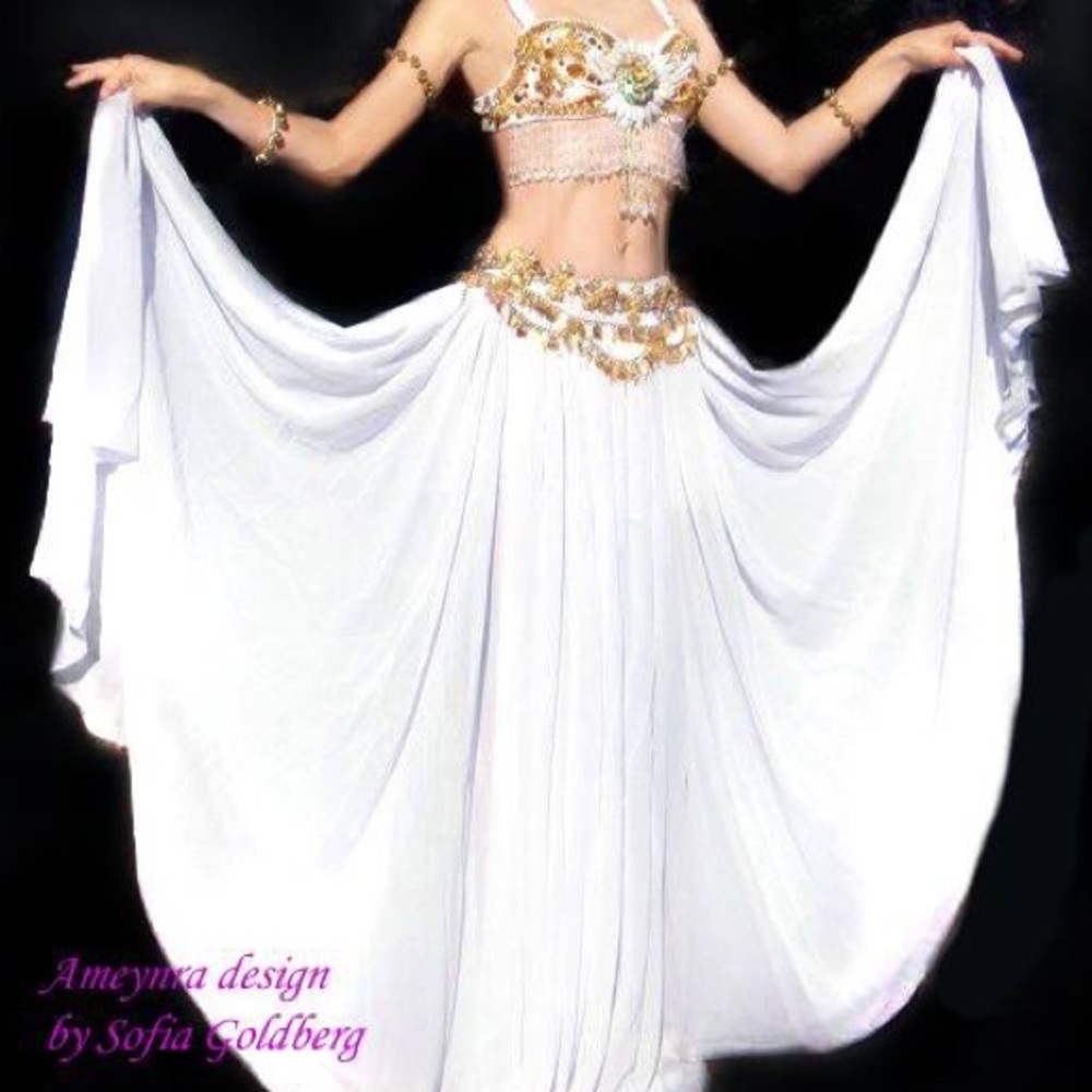 White chiffon double circle skirt Ameynra design 720" New